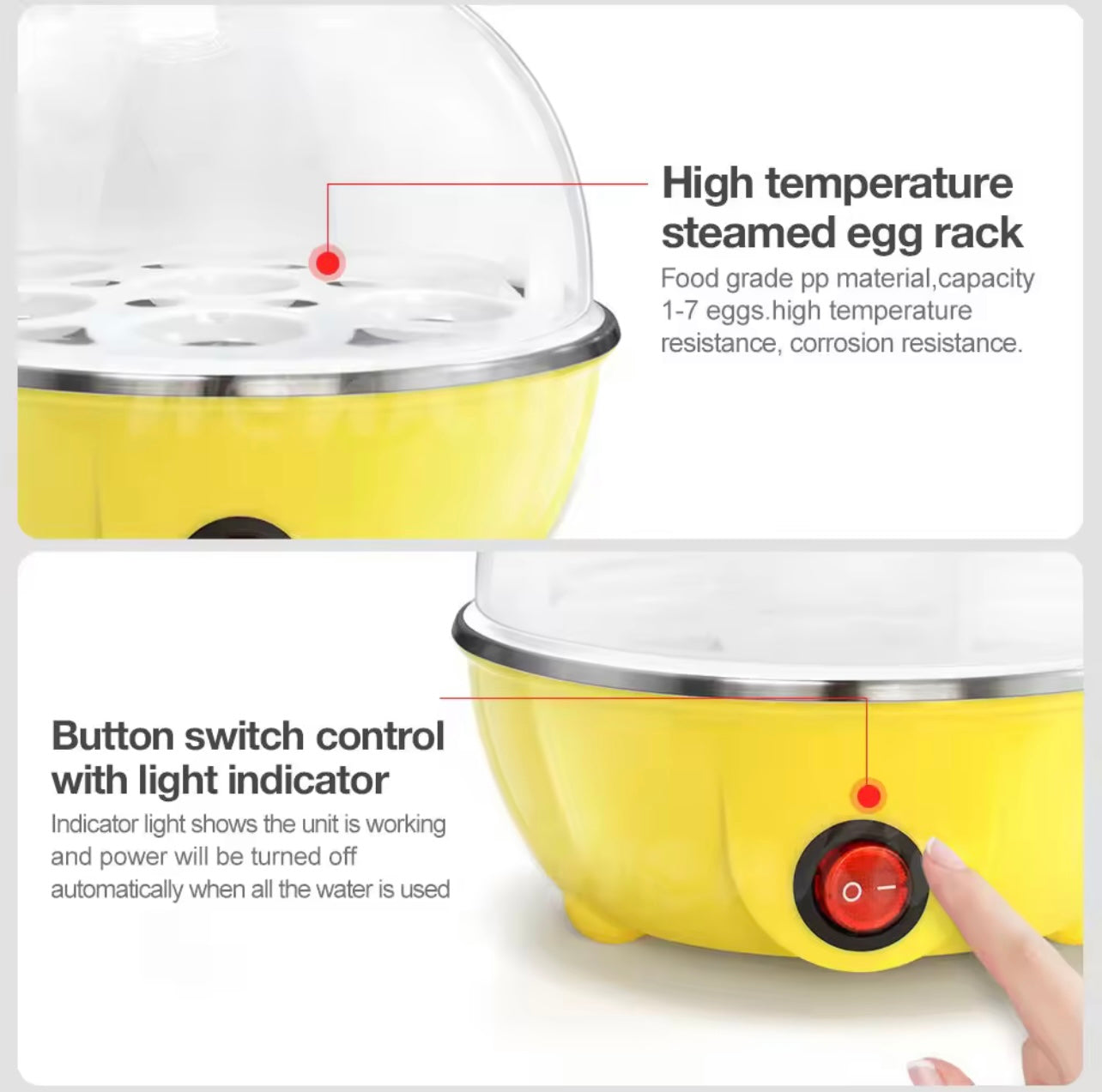 Portable Automatic Mini Egg Boiler – Stainless Steel Quick Egg Steamer for Hard-Boiled Eggs