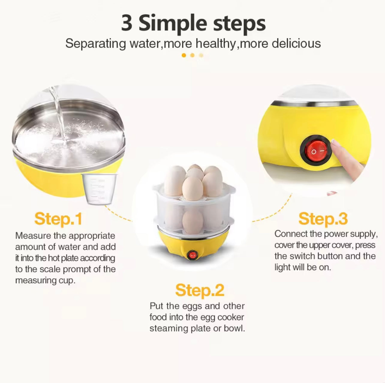 Portable Automatic Mini Egg Boiler – Stainless Steel Quick Egg Steamer for Hard-Boiled Eggs