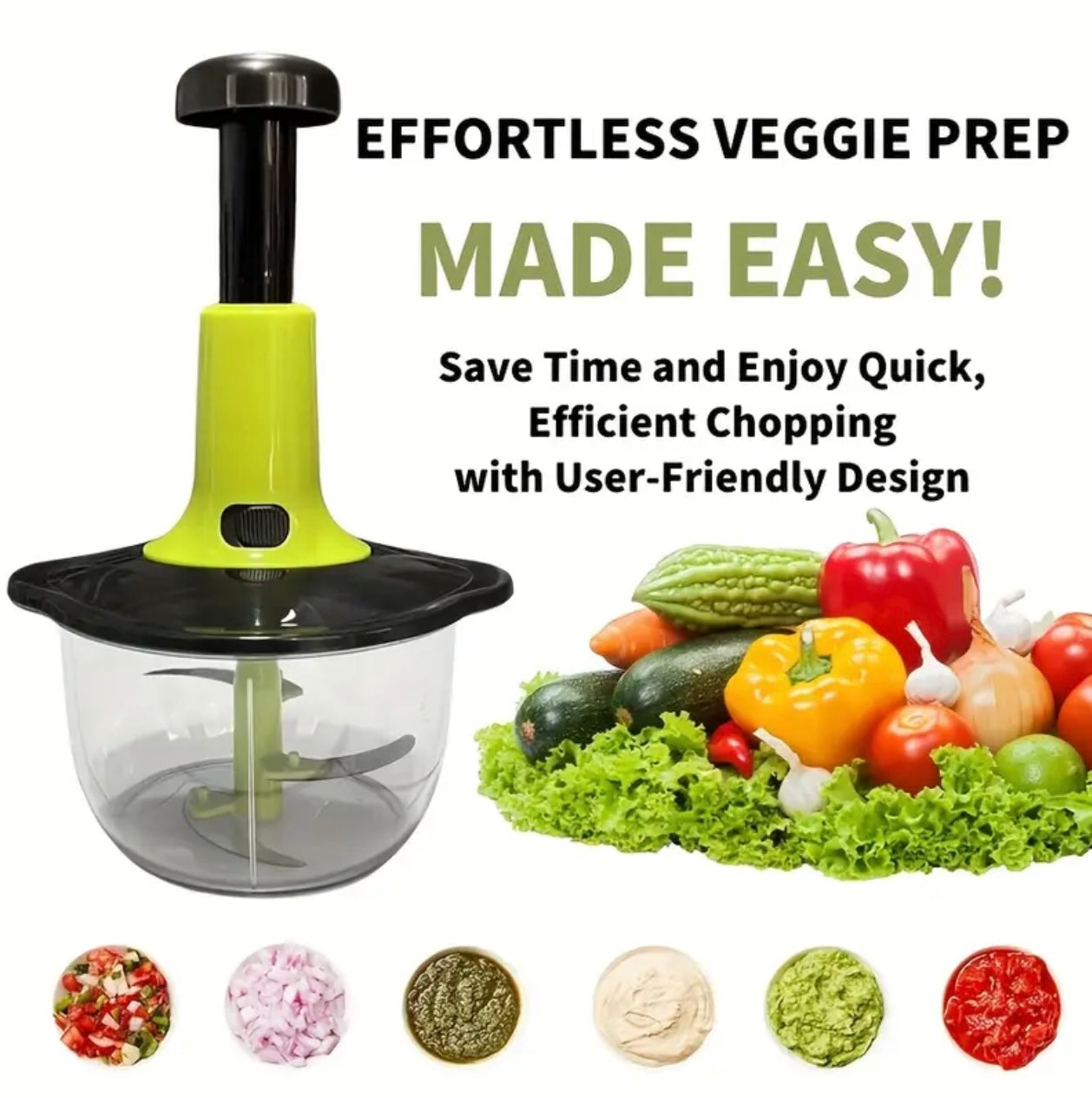 مفرمة طعام يدوية - أداة مطبخ متعددة الوظائف بالضغط السريع سعة 1.5 لتر