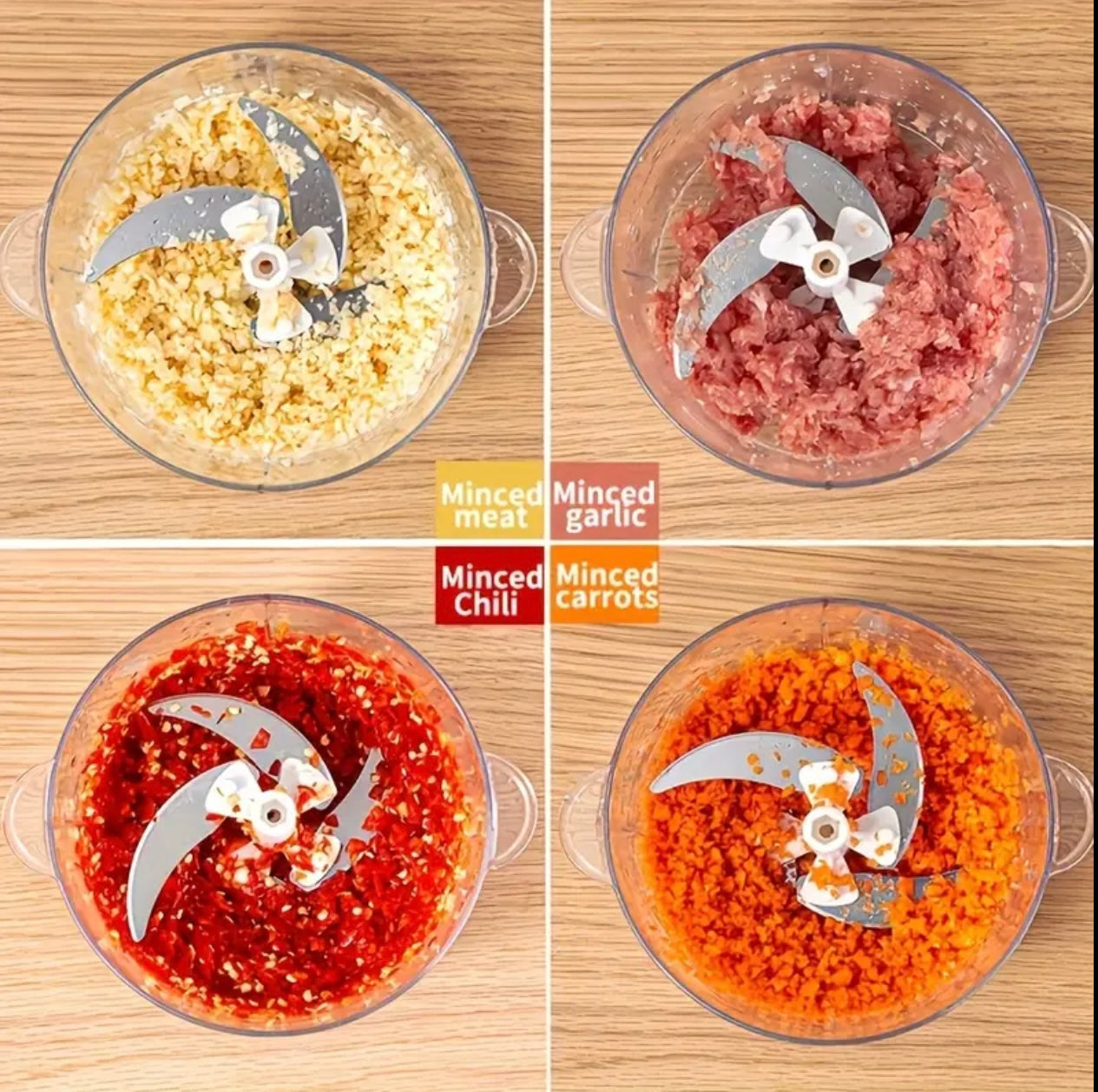 مفرمة طعام يدوية - أداة مطبخ متعددة الوظائف بالضغط السريع سعة 1.5 لتر