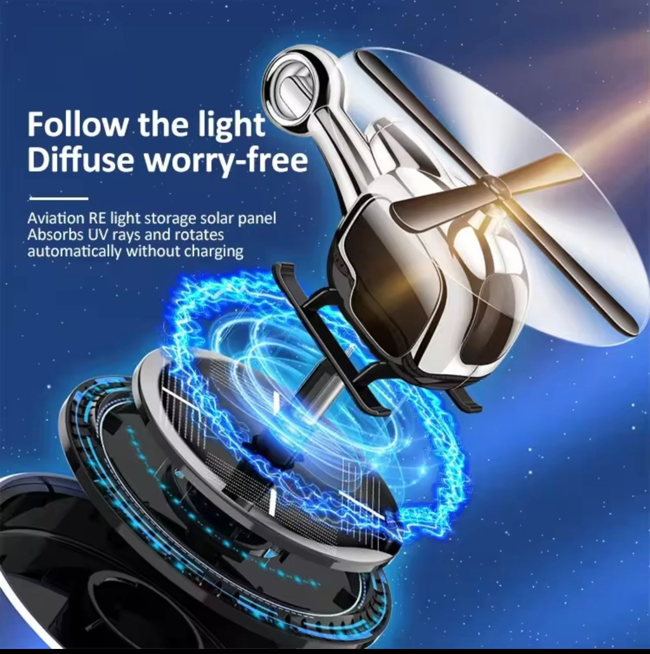 Car Perfume & Aromatherapy – Solar-Powered Helicopter Car Fragrance