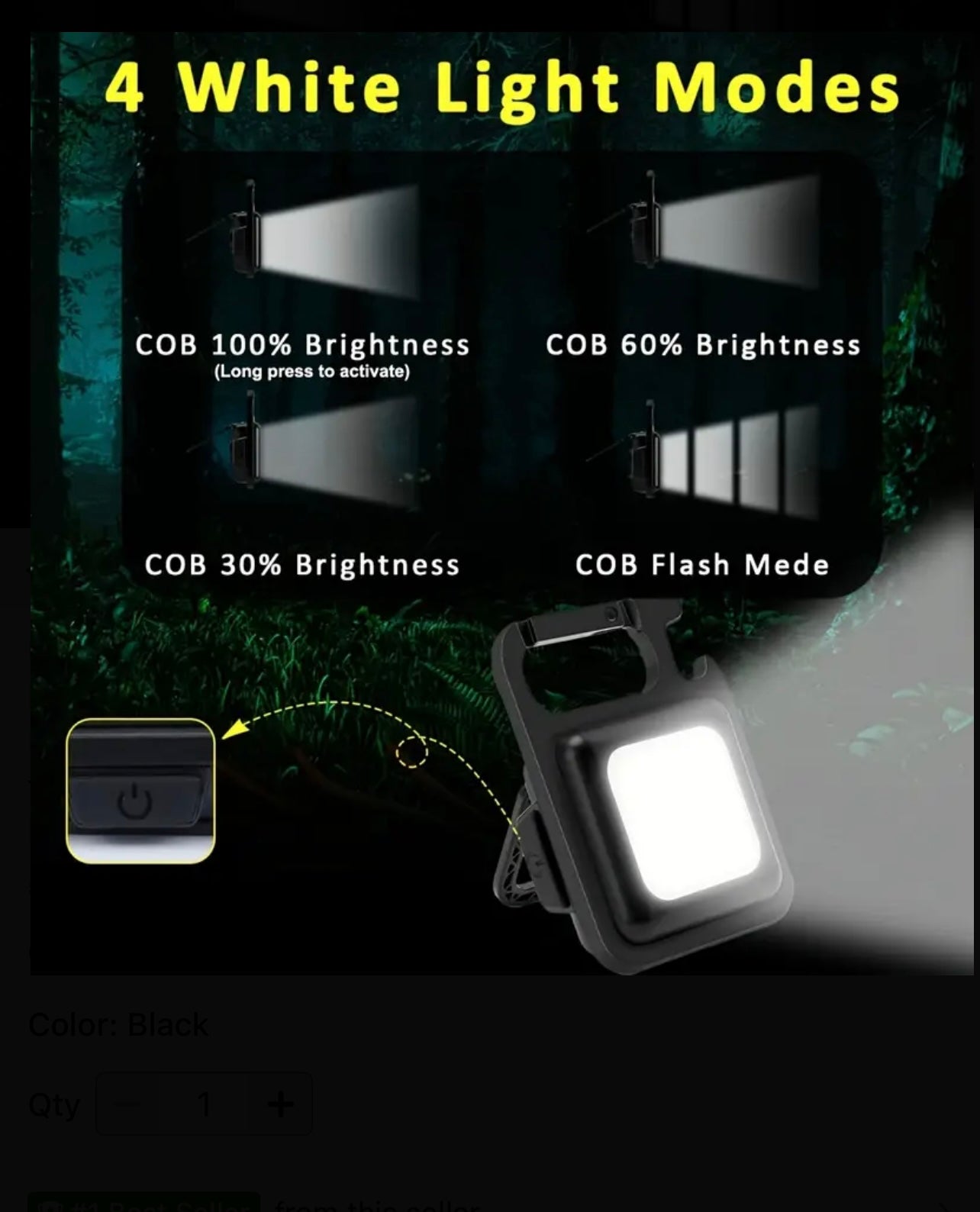 Portable Mini Keychain LED Headlamp – USB Rechargeable with 4 Light Modes