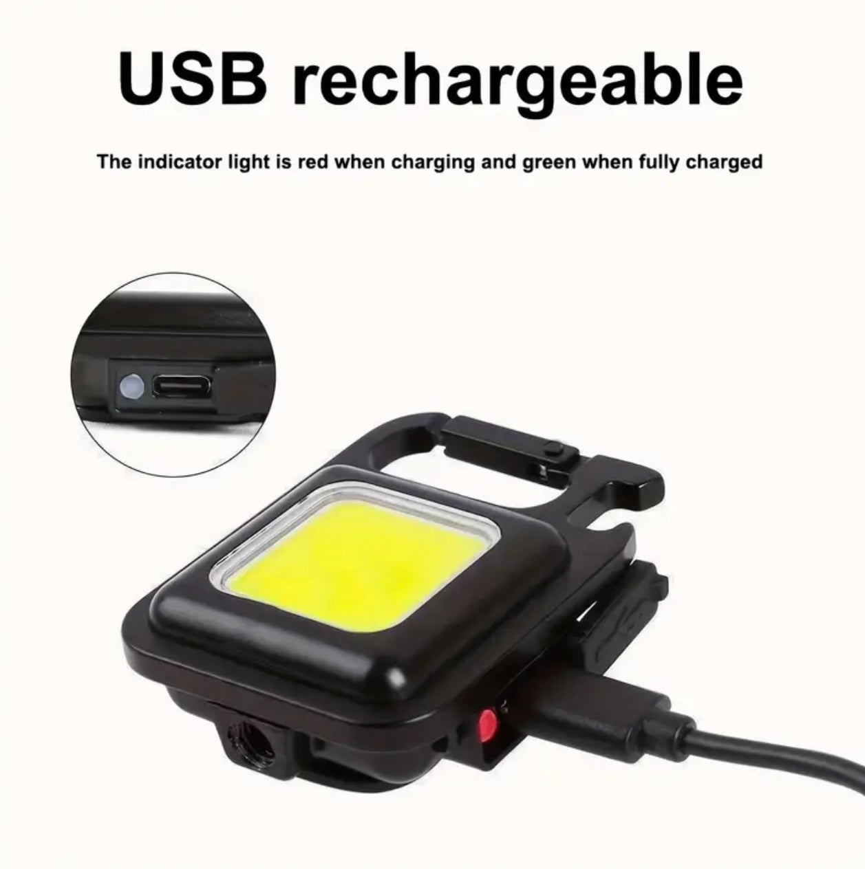 Portable Mini Keychain LED Headlamp – USB Rechargeable with 4 Light Modes