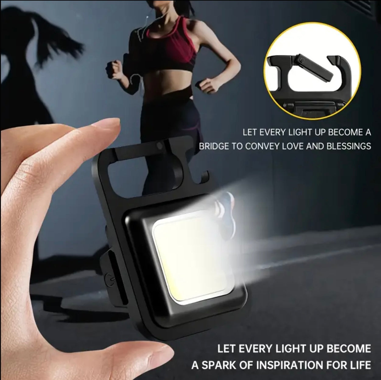 Portable Mini Keychain LED Headlamp – USB Rechargeable with 3 Light Modes