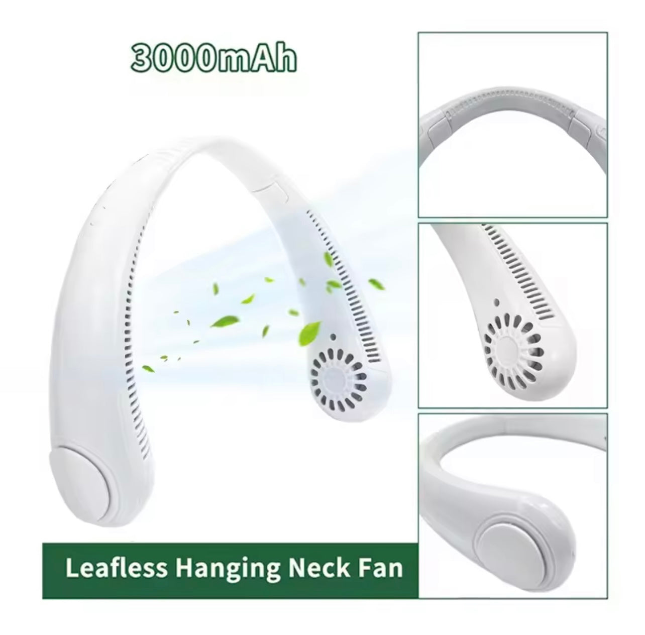 Portable USB Rechargeable Neck Fan – 3 Speeds, Ultra-Quiet, Blade-Free, Travel-Friendly
