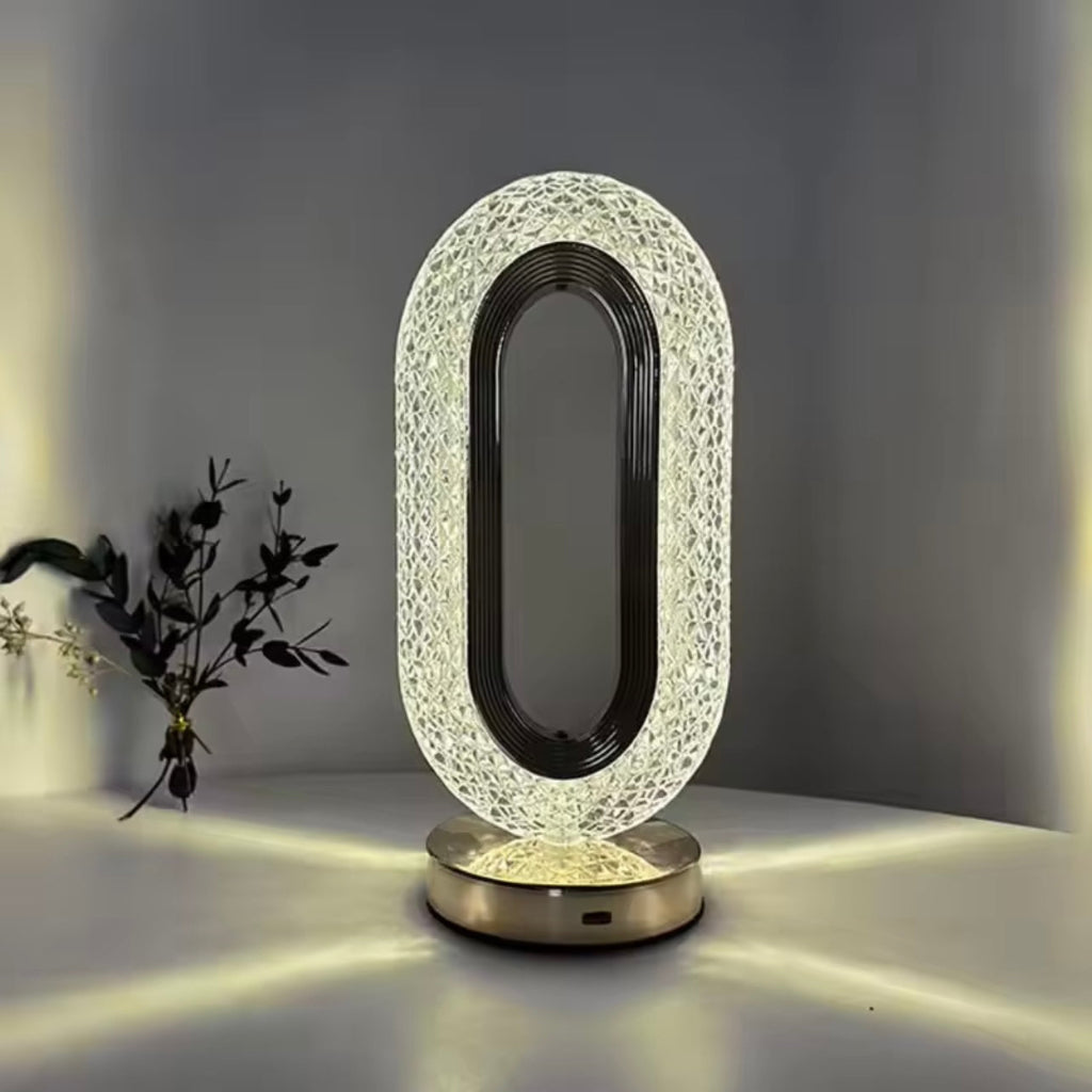 Luxurious Oval Crystal Table Lamp – USB Charging Decorative Night Light for Bedroom, Living Room & Office