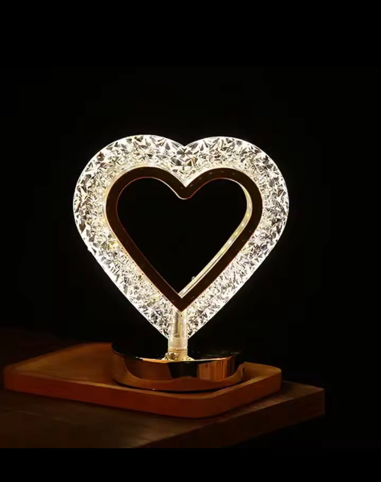 Heart-Shaped USB Rechargeable Touch Table Lamp – 3-Color LED Night Light for Bedroom