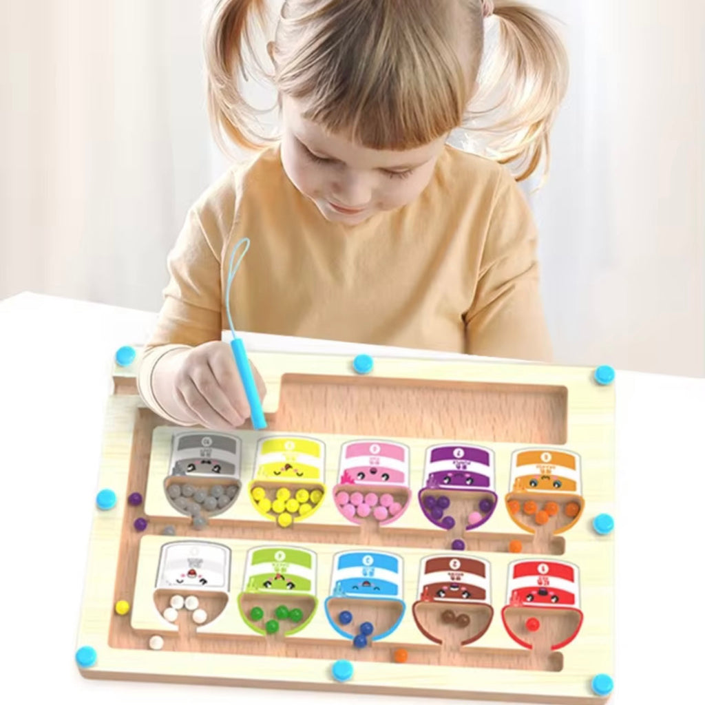 Colorful Wooden Magnetic Bead Maze Toy β Cognitive & Skill-Building Game for Kids 3+