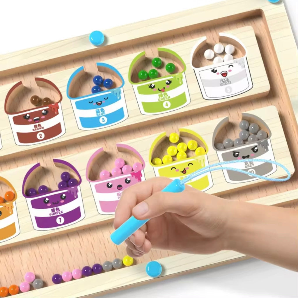 Colorful Wooden Magnetic Bead Maze Toy β Cognitive & Skill-Building Game for Kids 3+