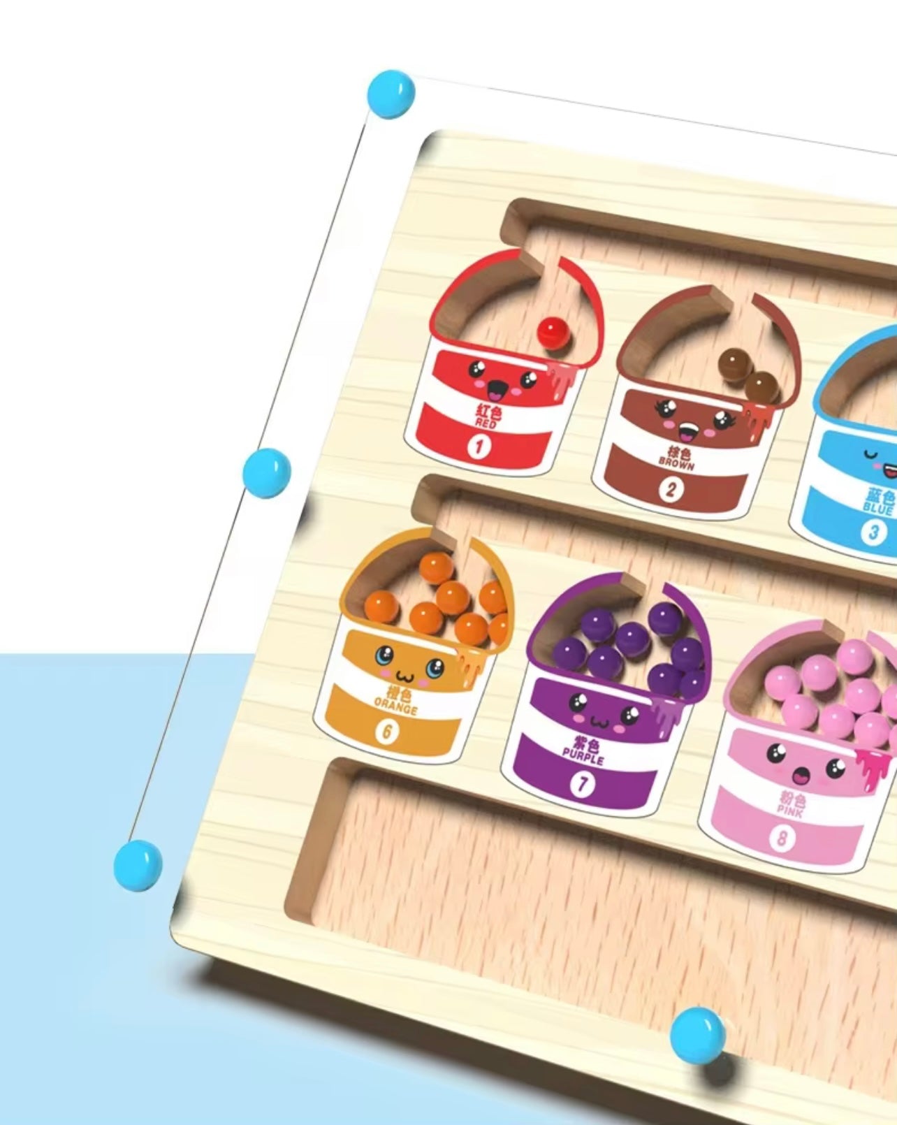 لعبة المتاهة ذات الخرز المغناطيسي الخشبي الملون - لعبة معرفية وبناء المهارات للأطفال من سن 3 سنوات فما فوق