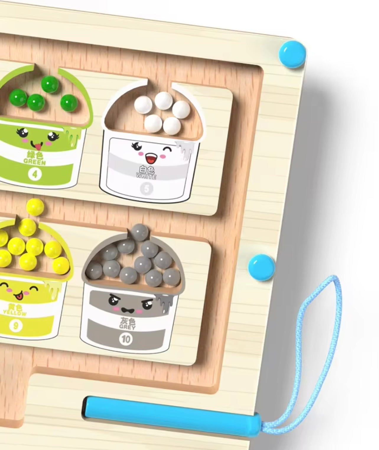 لعبة المتاهة ذات الخرز المغناطيسي الخشبي الملون - لعبة معرفية وبناء المهارات للأطفال من سن 3 سنوات فما فوق