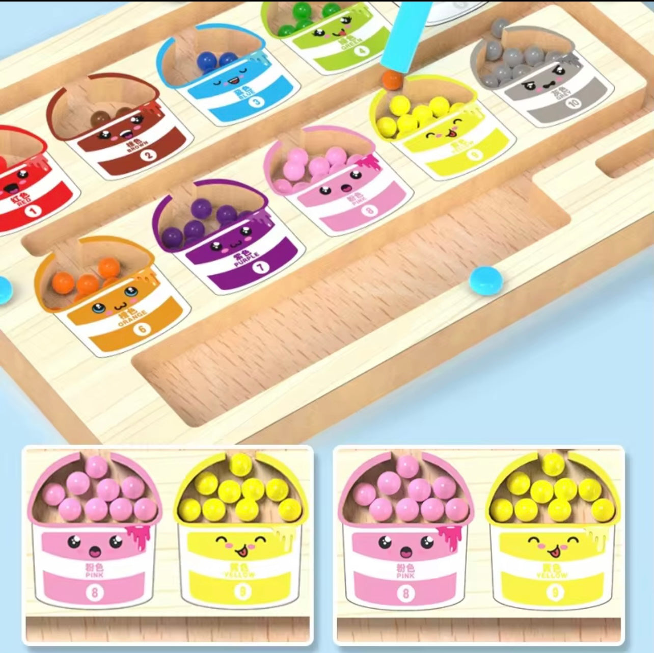 لعبة المتاهة ذات الخرز المغناطيسي الخشبي الملون - لعبة معرفية وبناء المهارات للأطفال من سن 3 سنوات فما فوق