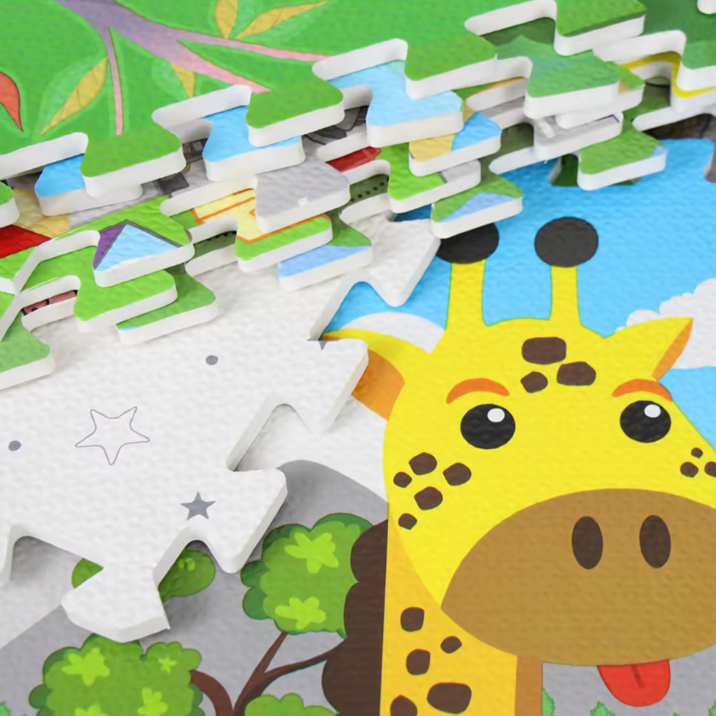 60*60 4pcs Cartoon PE Film Eva Foam Mat ، Jigsaw Puzzle Kids Baby Play Play Flock Flocking حصيرة