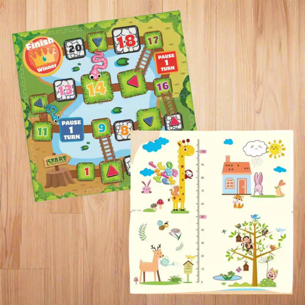 60*60 4PCS Cartoon PE Film EVA Foam Mat, Jigsaw Puzzle Kids Baby Play Carpet Interlocking Floor Mat