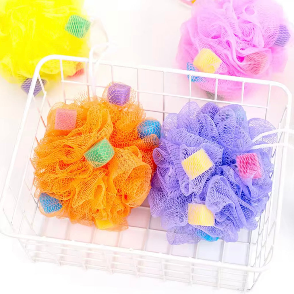 1PC Colorful Soft Sponge Bath Loofah β Gentle Exfoliating Mesh Shower Pouf