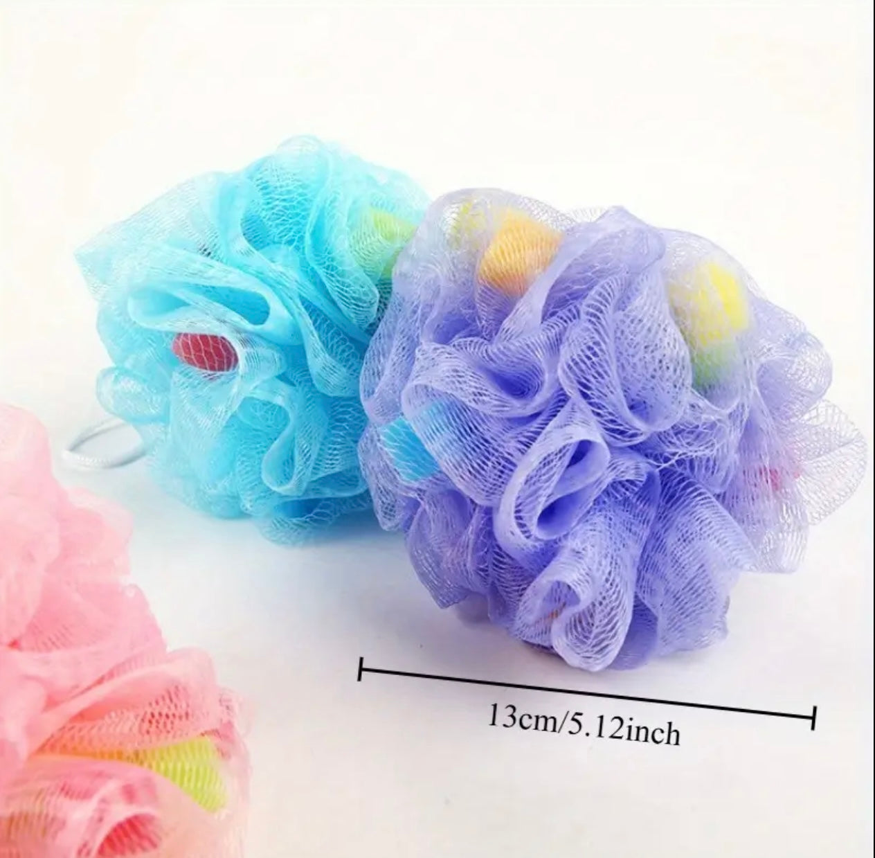 قطعة واحدة من ليفة الاستحمام الإسفنجية الناعمة الملونة - وسادة استحمام شبكية مقشرة لطيفة