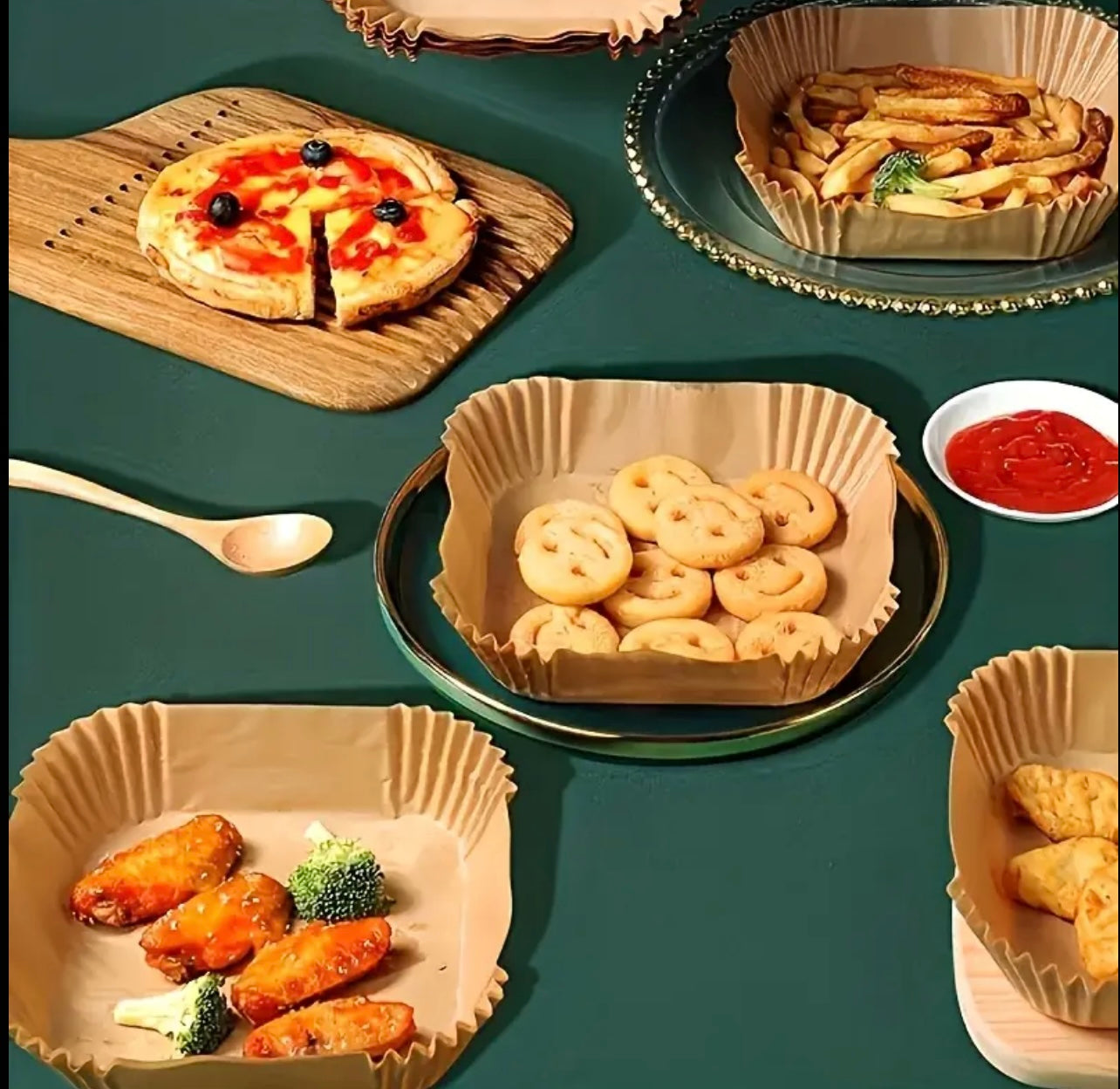 50pcs Non-Stick Air Fryer Liners – 160mm x 45mm, Square Shape