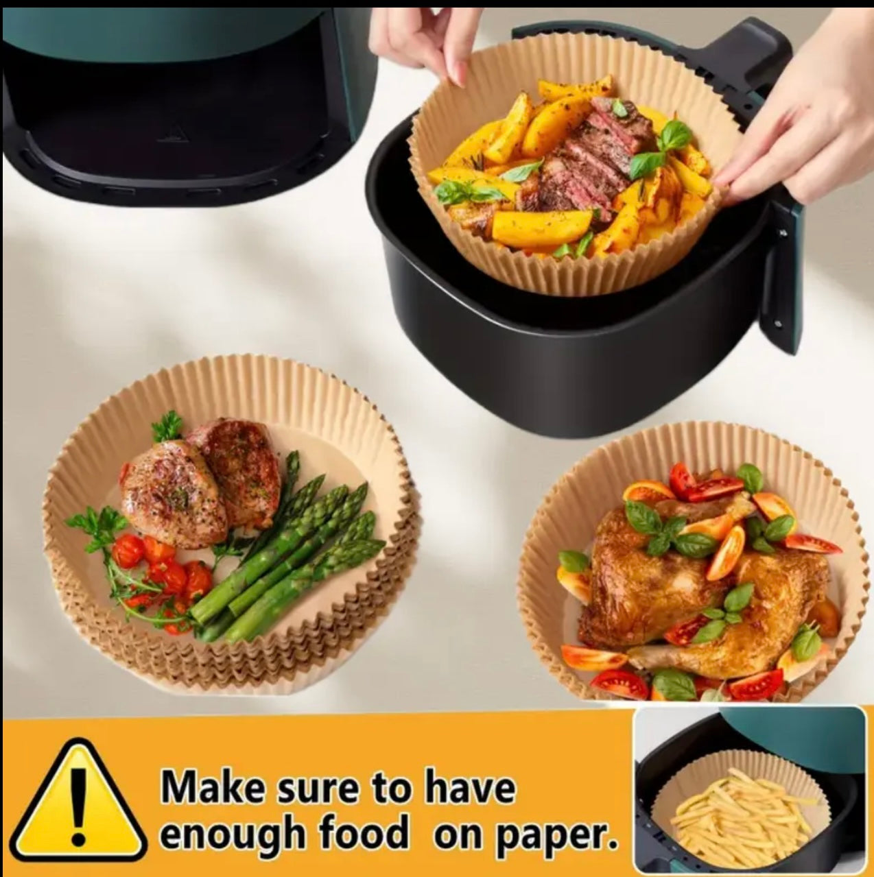 بطانات مقلاة هوائية غير لاصقة يمكن التخلص منها – 200 مم × 45 مم، مقاومة للزيت والماء