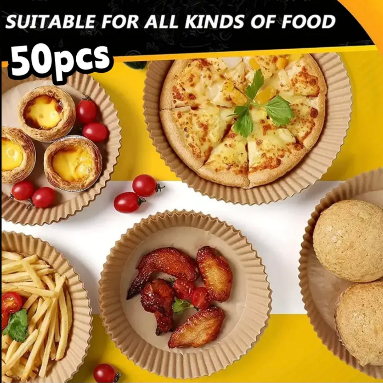 بطانات مقلاة هوائية غير لاصقة يمكن التخلص منها – 200 مم × 45 مم، مقاومة للزيت والماء