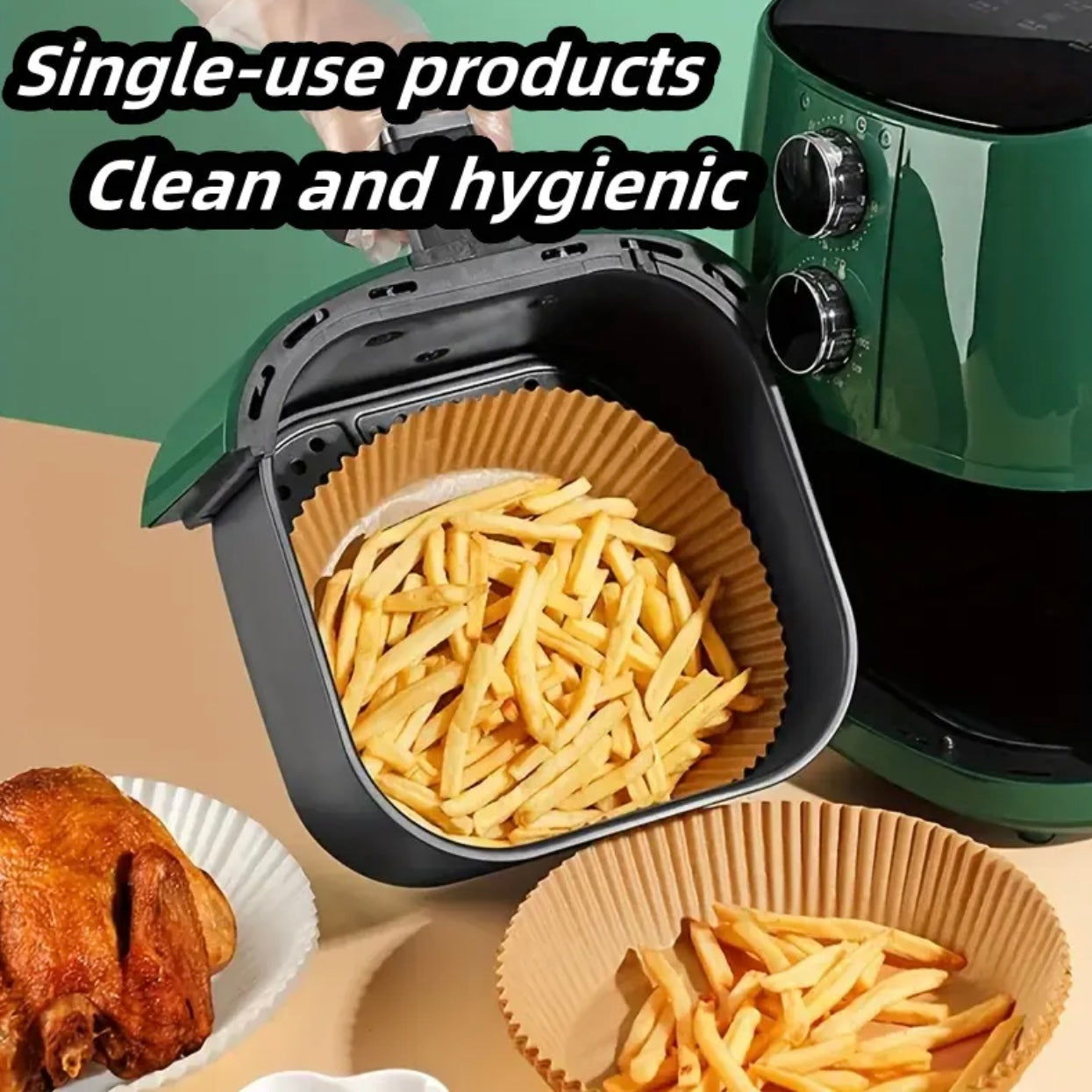 بطانات مقلاة هوائية غير لاصقة يمكن التخلص منها – 200 مم × 45 مم، مقاومة للزيت والماء