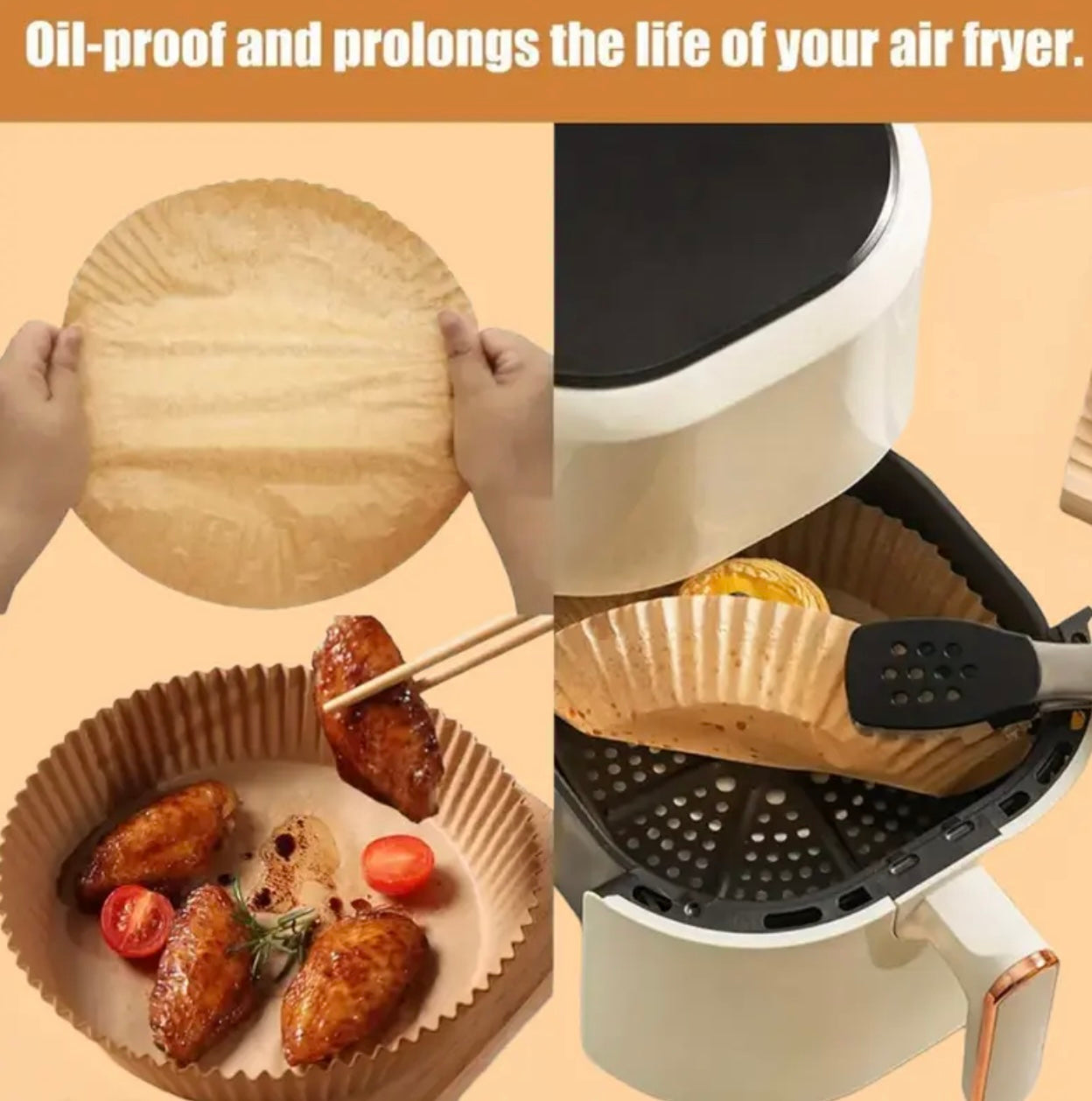 بطانات مقلاة هوائية غير لاصقة يمكن التخلص منها – 200 مم × 45 مم، مقاومة للزيت والماء