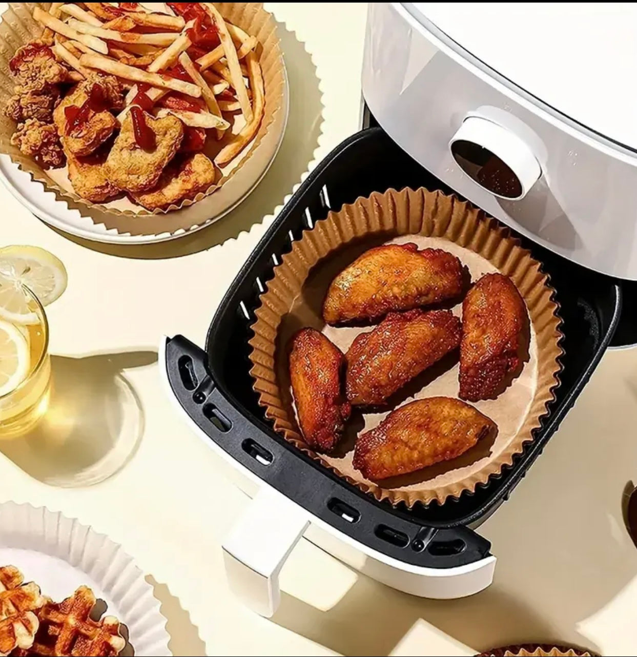 بطانات مقلاة هوائية غير لاصقة يمكن التخلص منها – 200 مم × 45 مم، مقاومة للزيت والماء