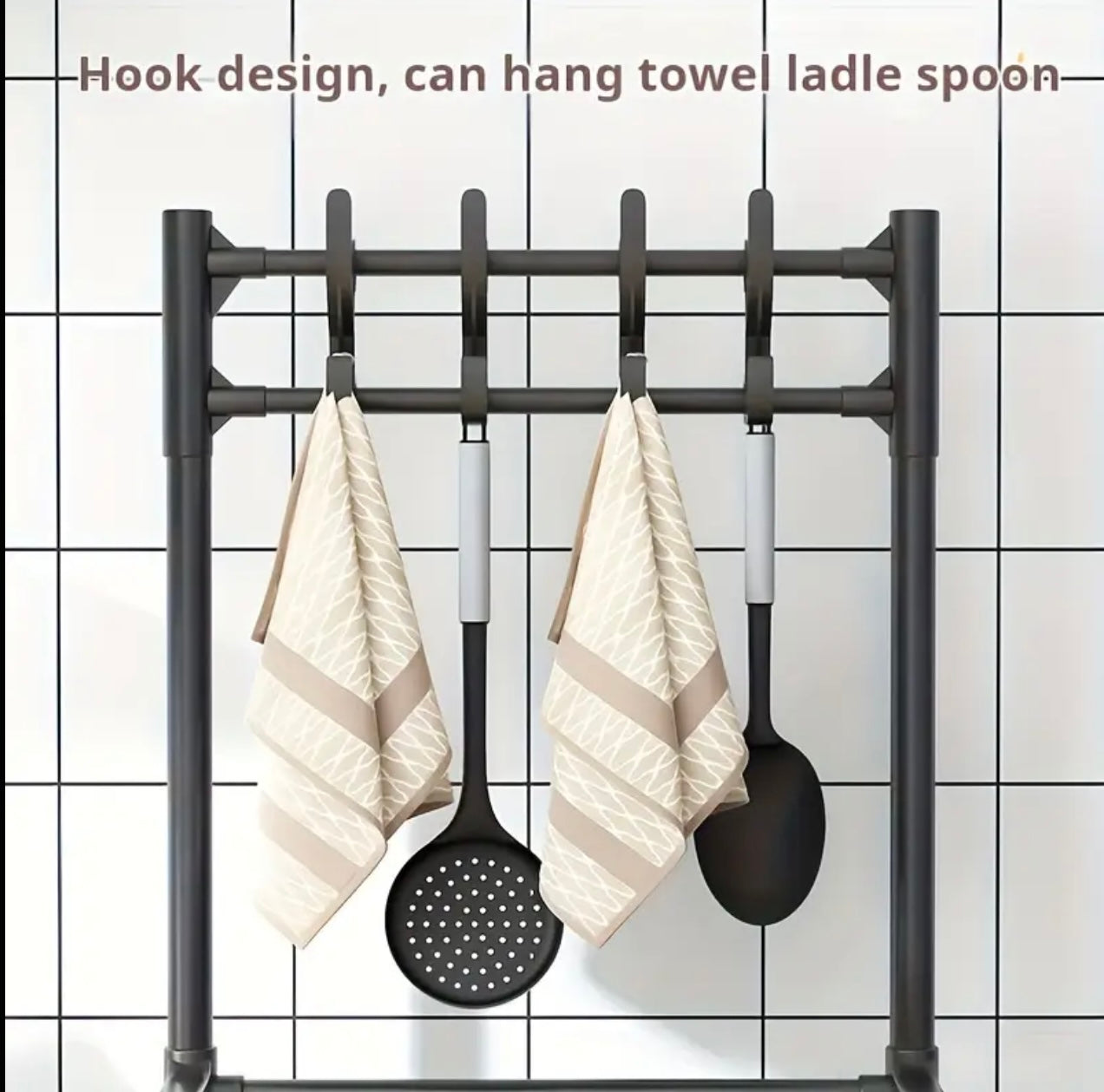 Adjustable 4/5-Tier Metal Multi-Purpose Storage Rack with Hooks Kitchen,Laundry Organizer