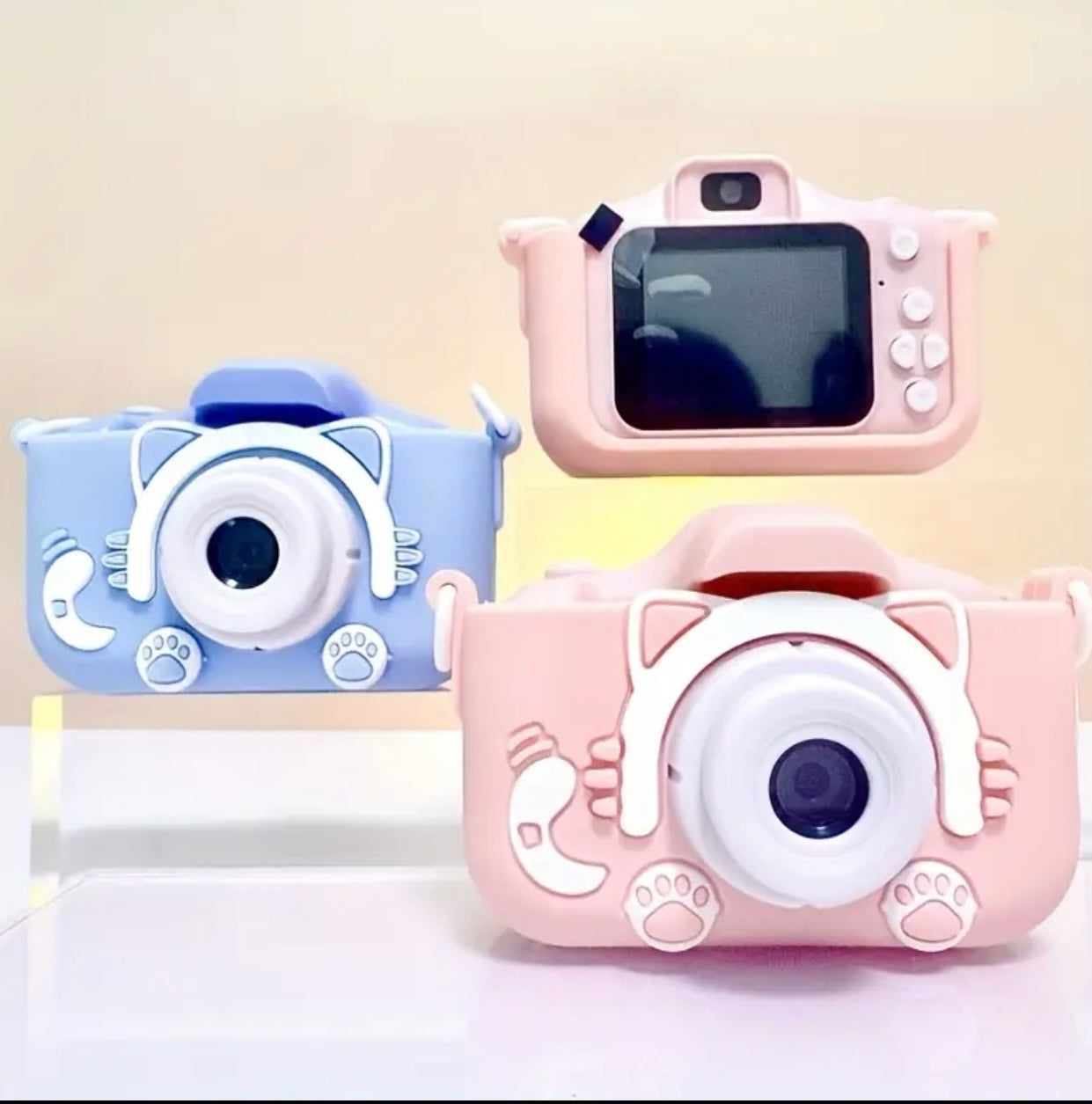 كاميرا عالية الدقة للأطفال ذات عدسة مزدوجة - 3000 صورة، ومرشحات ممتعة، وألعاب صغيرة مع غطاء سيليكون مقاوم للسقوط