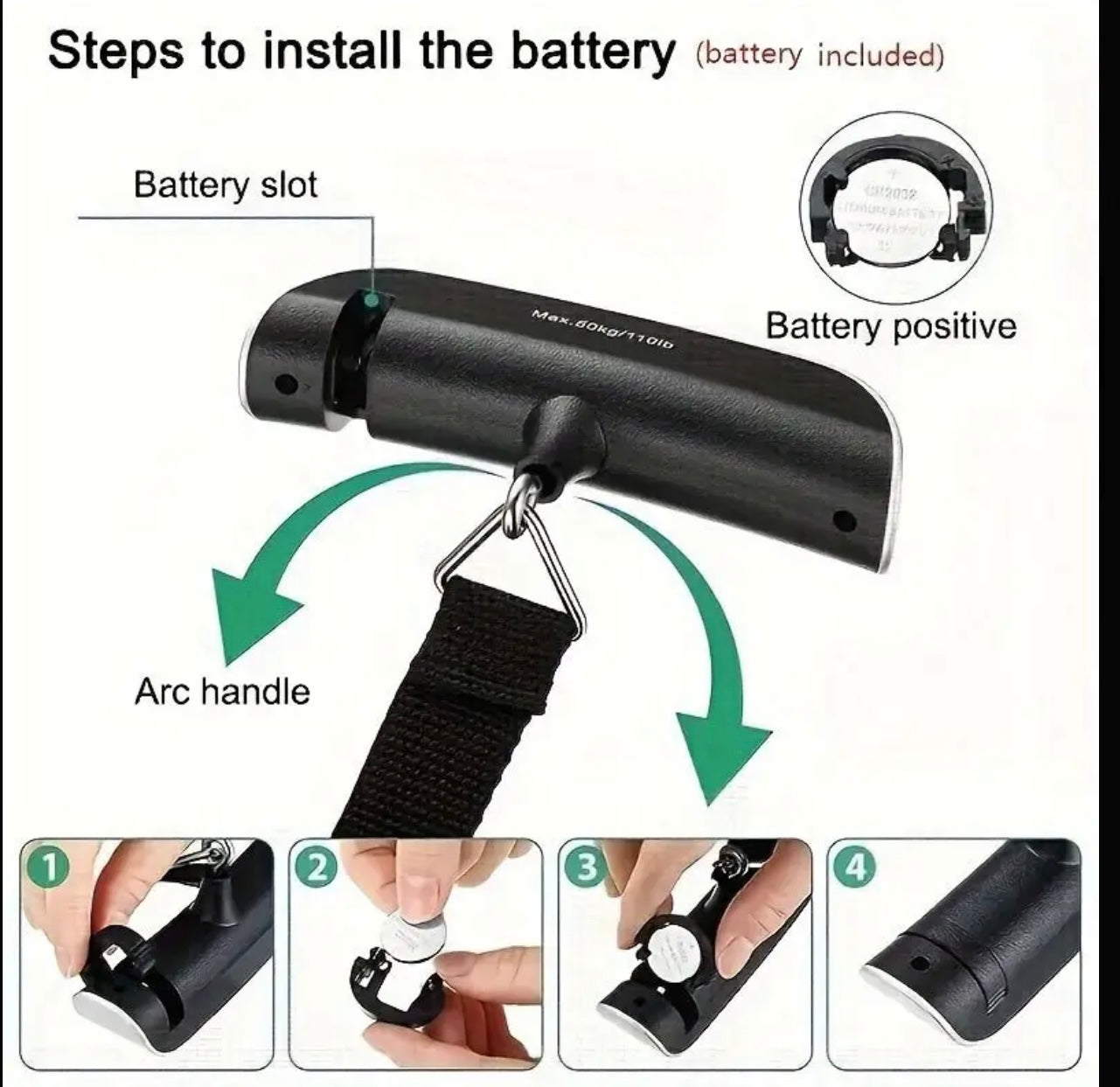 1pc 50kg/110lb Portable Electronic Luggage Scale – Multi-Function with Backlight Display & Temperature Sensor