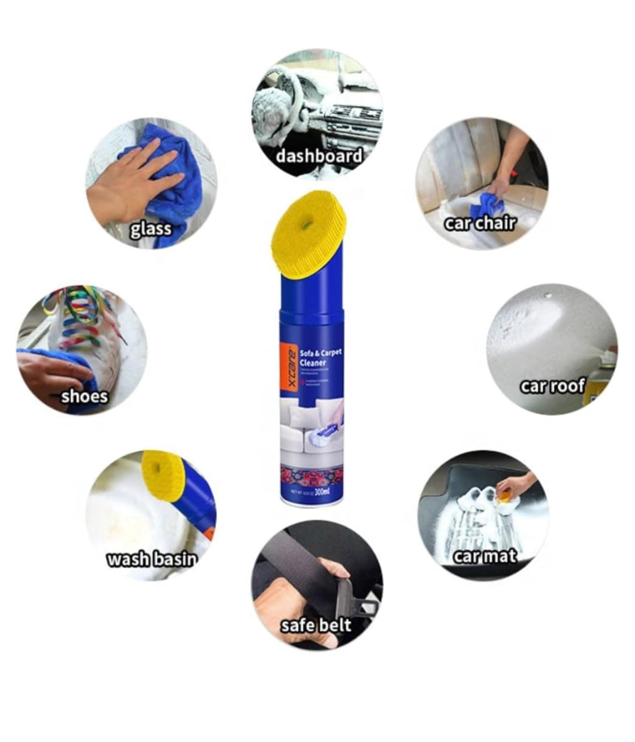 XCARE Multipurpose Foam Cleaner – 300ML for Leather, Fabric, and Car Interiors