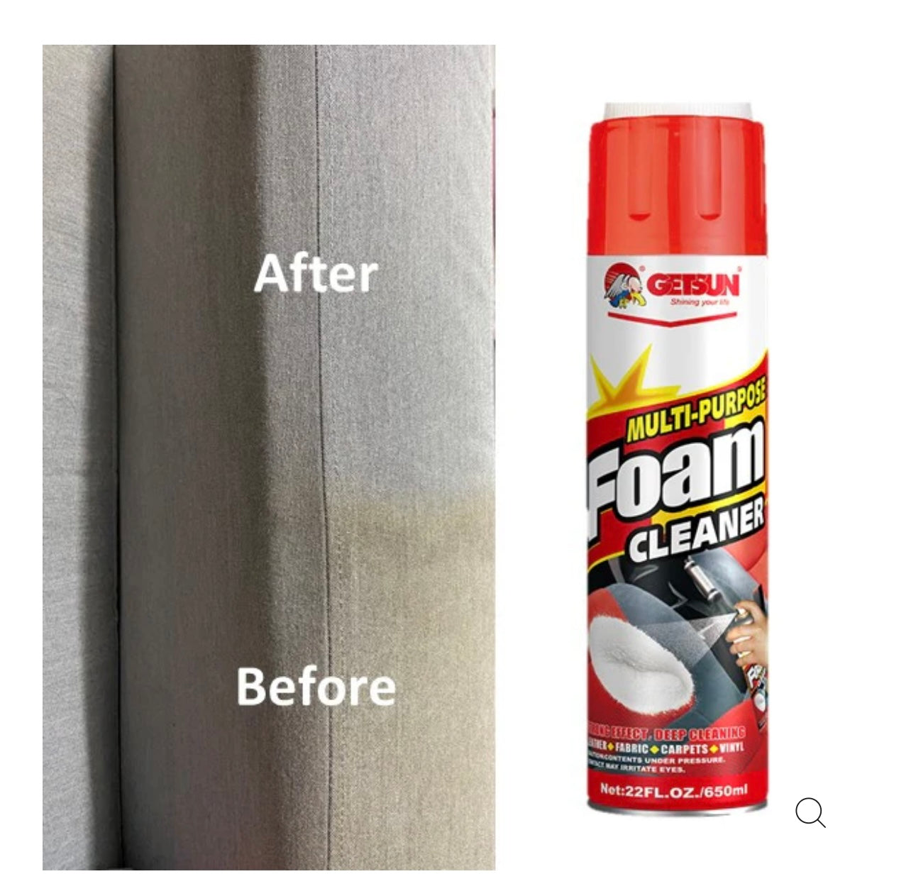 Getsun Multi-Purpose Foam Cleaner with Brush – All-Purpose Cleaner for Car, Home, Sofa, Carpet, and Tyres