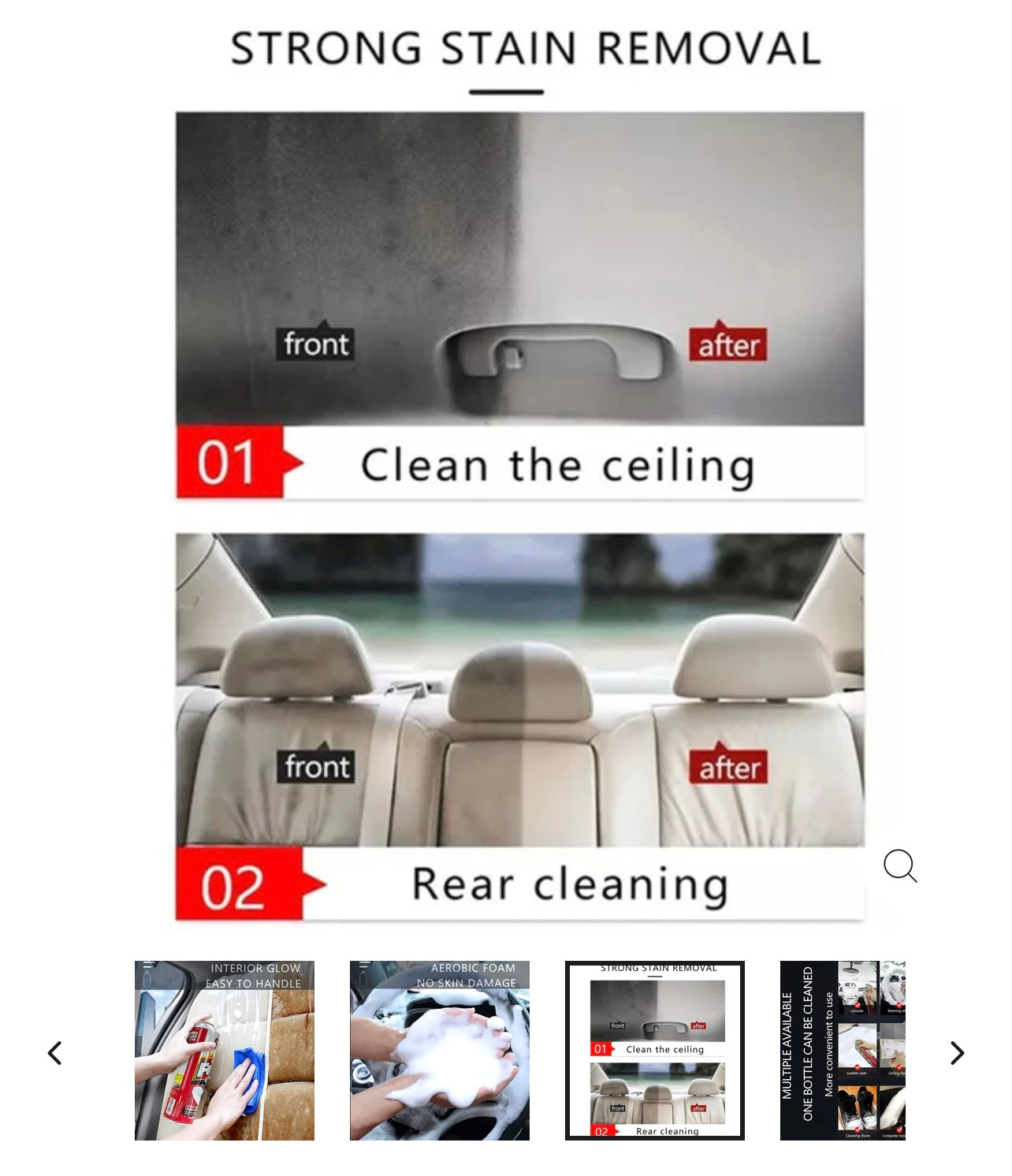 Getsun Multi-Purpose Foam Cleaner with Brush – All-Purpose Cleaner for Car, Home, Sofa, Carpet, and Tyres