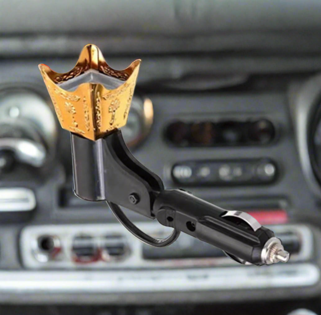 Car Electric Arabian Incense Burner – Gold Decorative Bakhoor Burner for Home & Car Fragrance