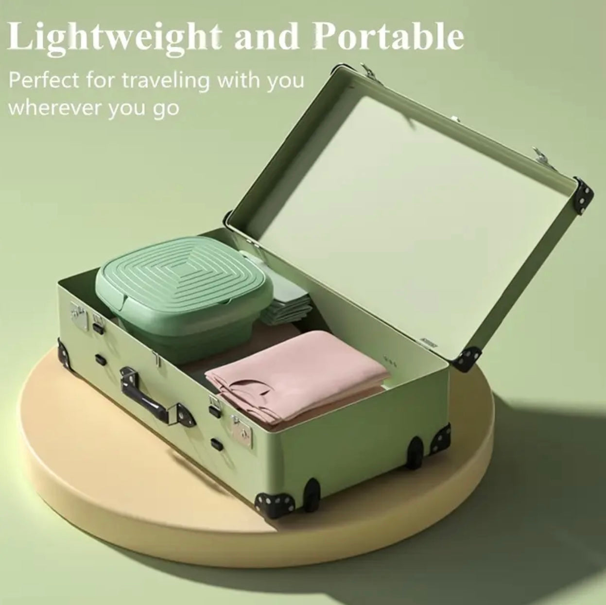 غسالة صغيرة محمولة - قابلة للطي، تنظيف عميق، مثالية للملابس الداخلية والجوارب والملابس الصغيرة - مثالية للمساكن والمنازل والسفر