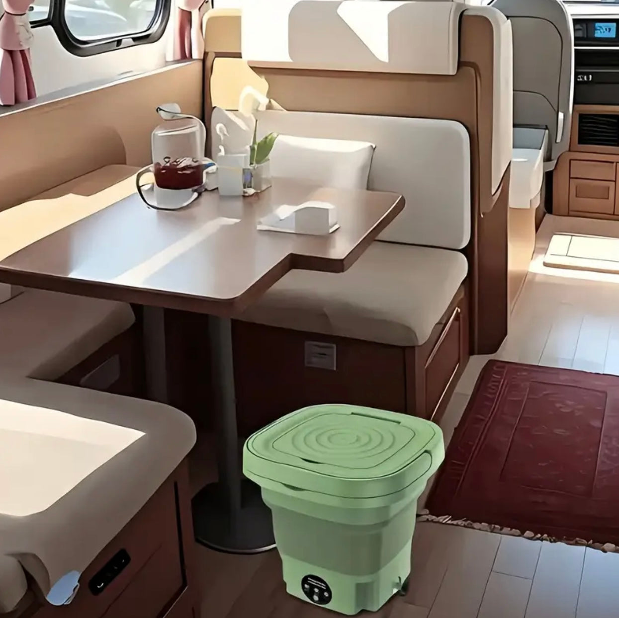 غسالة صغيرة محمولة - قابلة للطي، تنظيف عميق، مثالية للملابس الداخلية والجوارب والملابس الصغيرة - مثالية للمساكن والمنازل والسفر