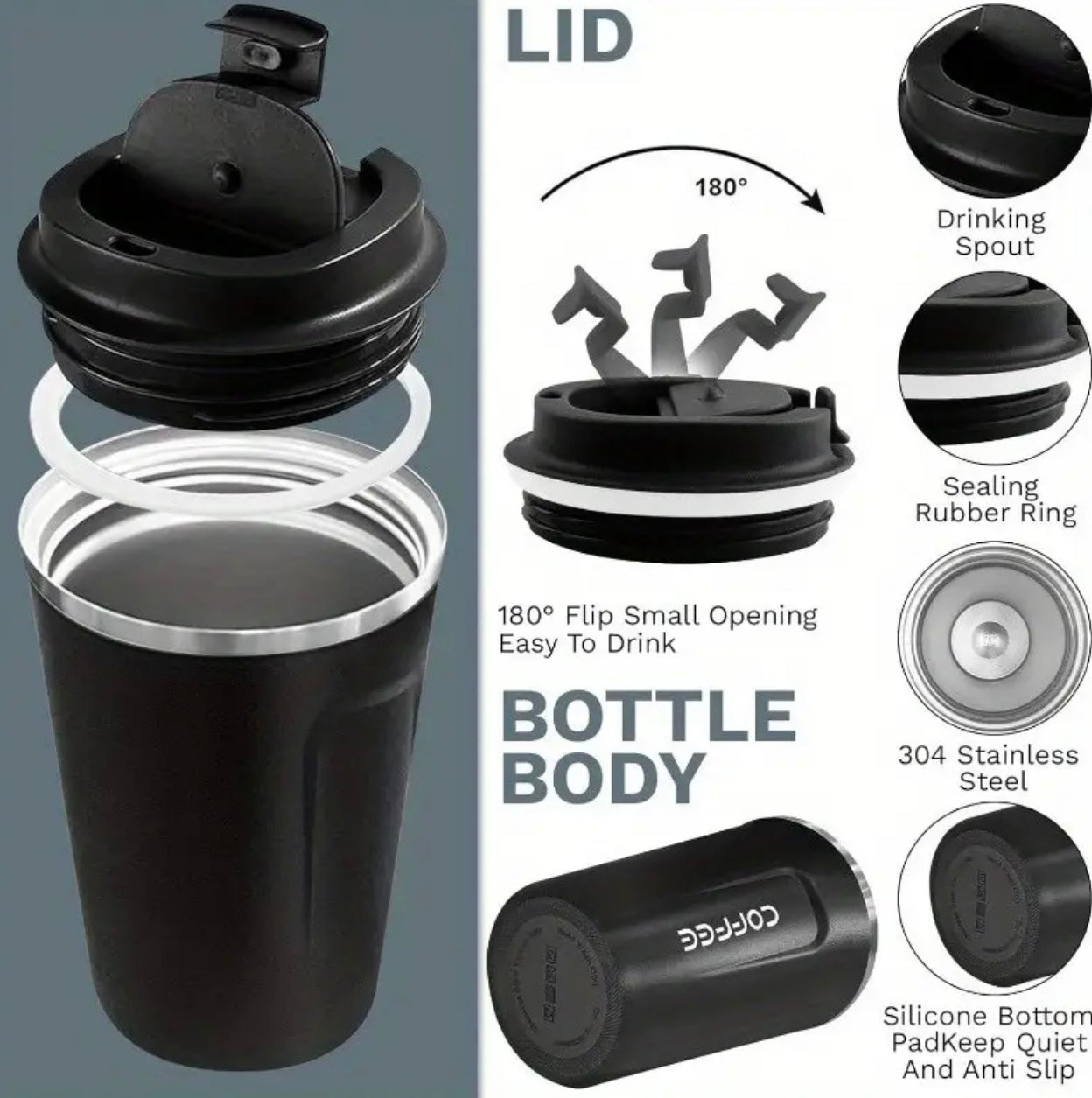 Stainless Steel Insulated Digital Coffee Cup – Leak-Proof Travel Mug with Temperature Display