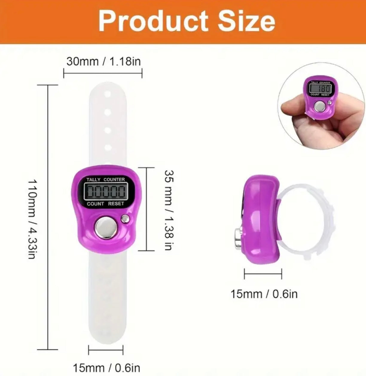 Electronic Handheld Finger Counter – 5-Digit LCD Display Tally Counter for Prayer, Golf, Running & Crafts