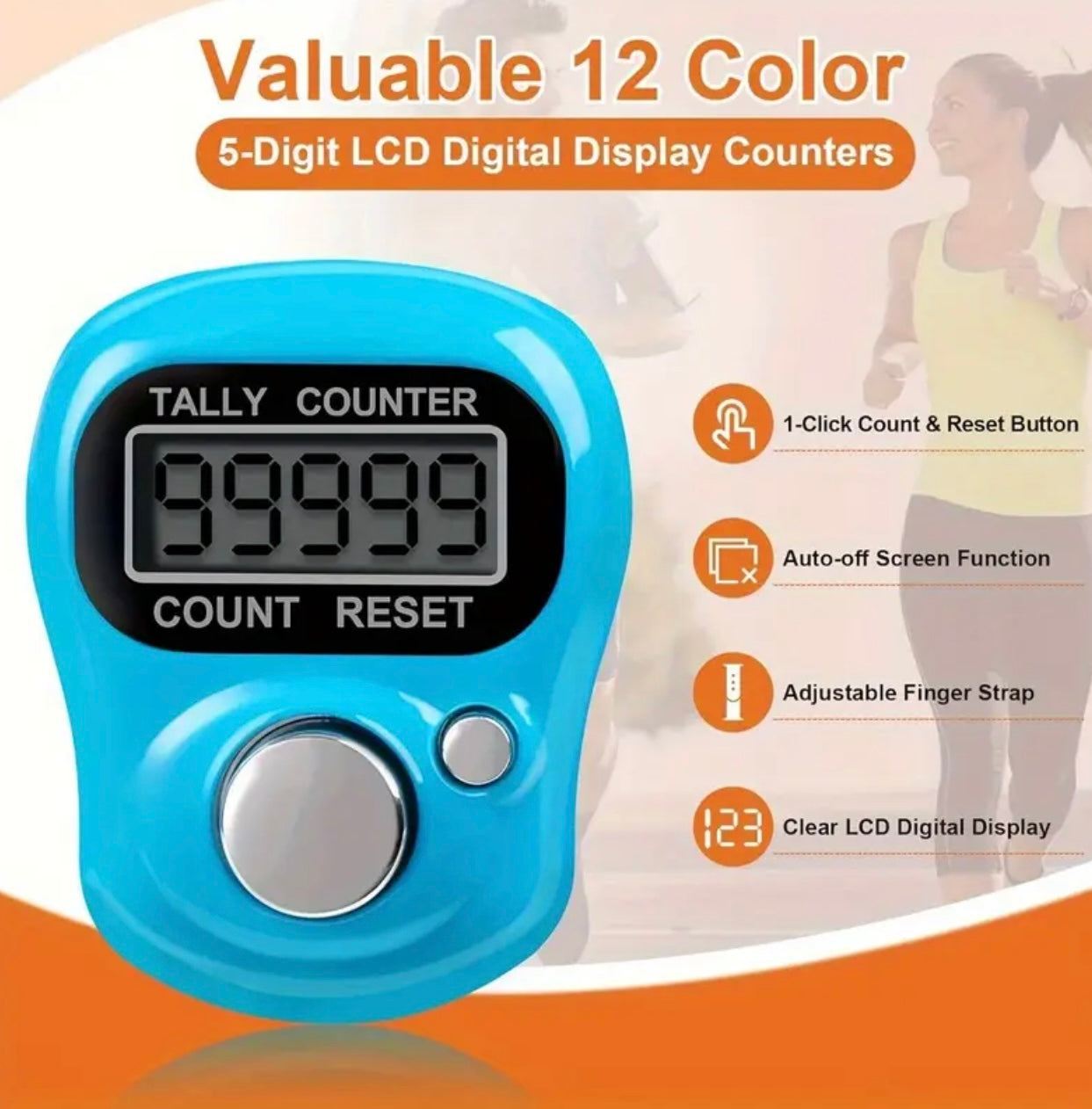 Electronic Handheld Finger Counter – 5-Digit LCD Display Tally Counter for Prayer, Golf, Running & Crafts