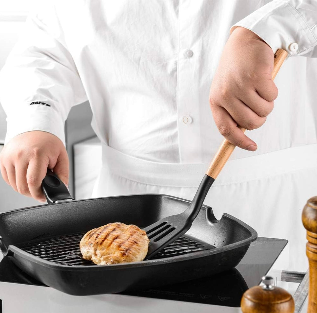 12-Piece Silicone Kitchen Appliance Set – Heat-Resistant, Non-Stick Cookware with Wooden Handles