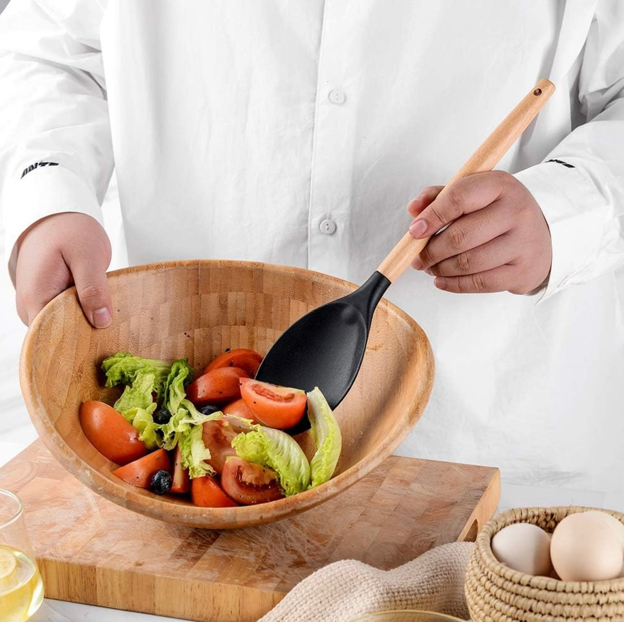 12-Piece Silicone Kitchen Appliance Set – Heat-Resistant, Non-Stick Cookware with Wooden Handles