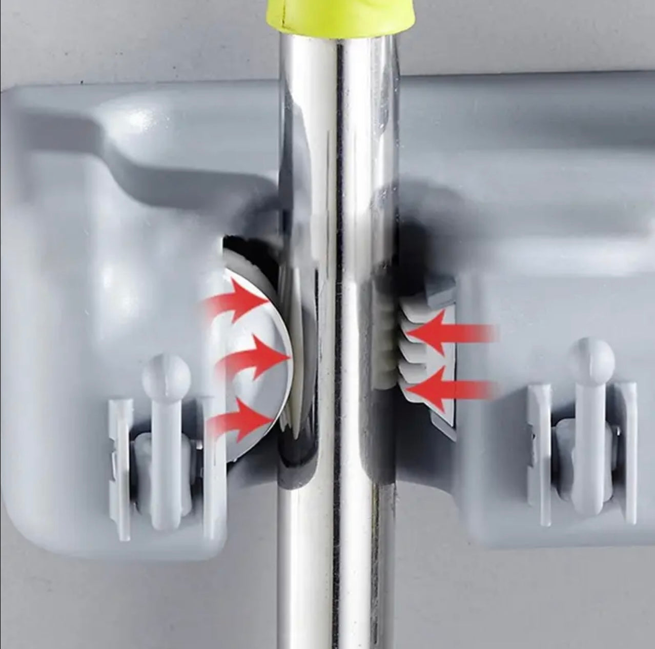 Wall-Mounted Plastic Mop & Broom Holder – 5-Position Multifunctional Storage Rack