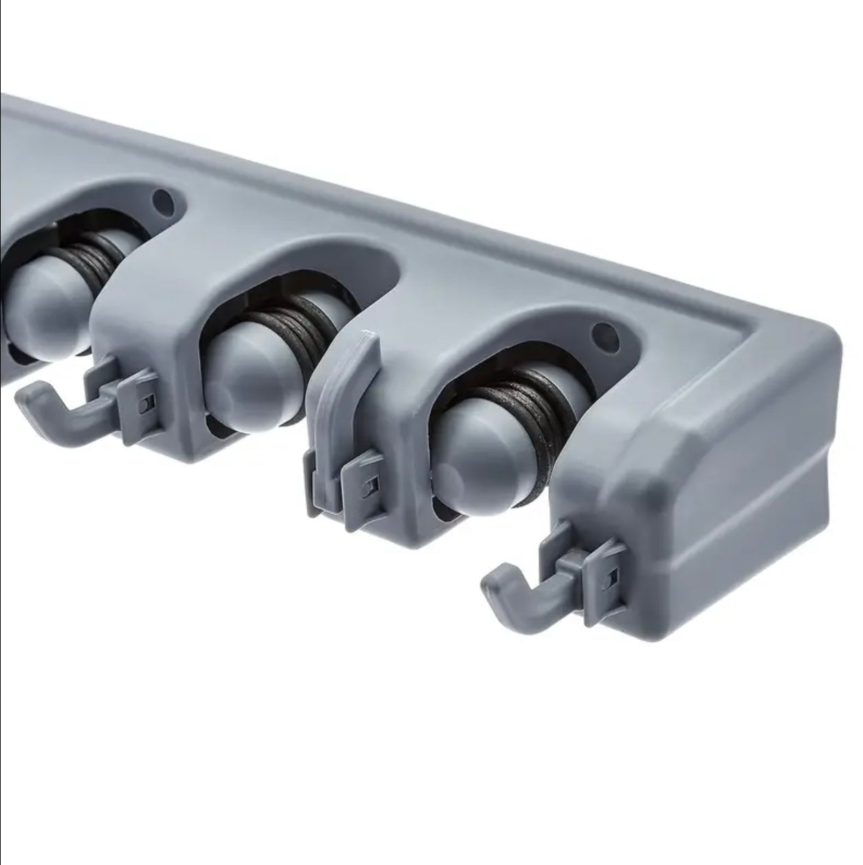 Wall-Mounted Plastic Mop & Broom Holder – 5-Position Multifunctional Storage Rack