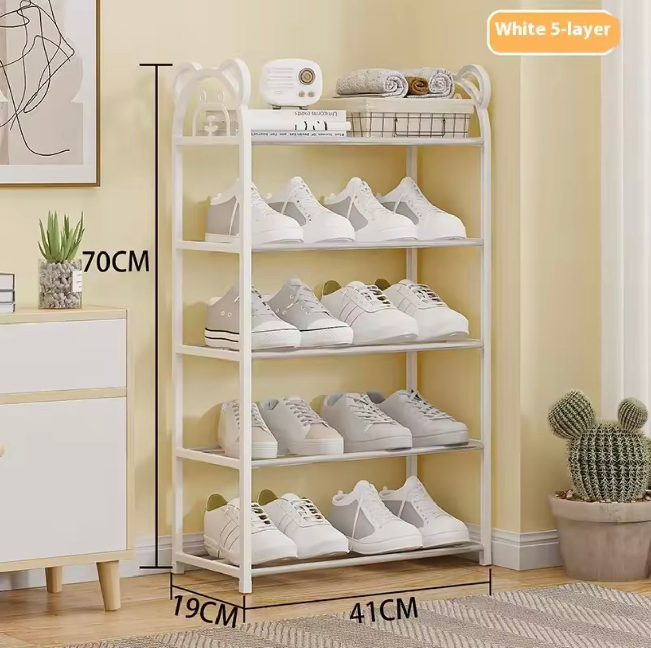 رف تخزين الأحذية من الأنابيب الفولاذية 5 طبقات - منظم سهل وعملي