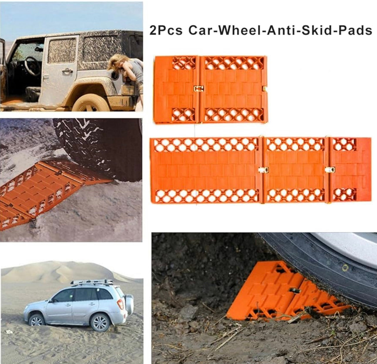 2-Pack Foldable Tire Traction Mats – Heavy-Duty Vehicle Rescue Gear