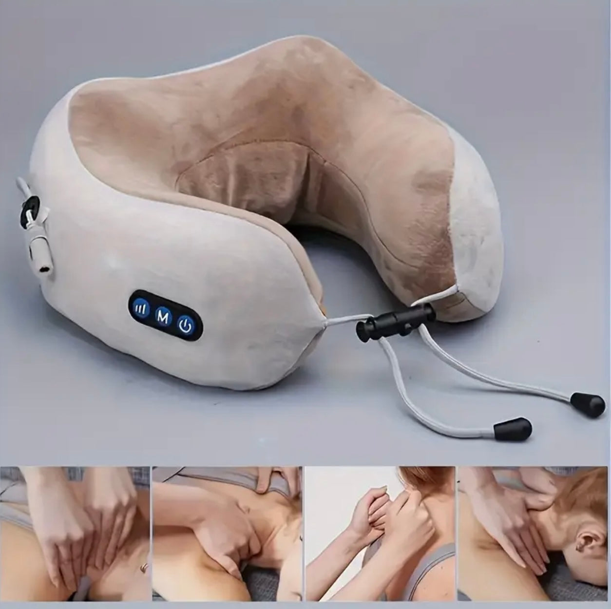 وسادة تدليك الرقبة الكهربائية على شكل حرف U - تحاكي تدليك اليد للاسترخاء في المنزل والمكتب والسفر