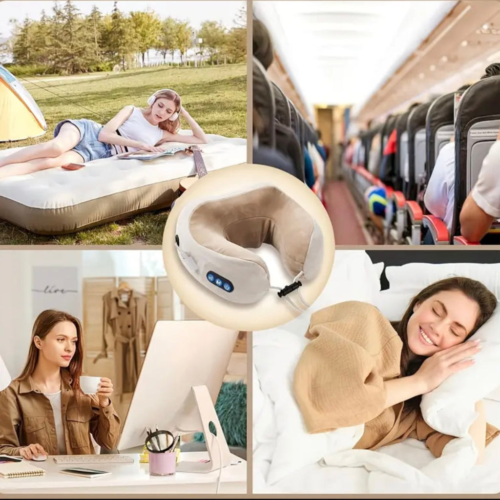 وسادة تدليك الرقبة الكهربائية على شكل حرف U - تحاكي تدليك اليد للاسترخاء في المنزل والمكتب والسفر