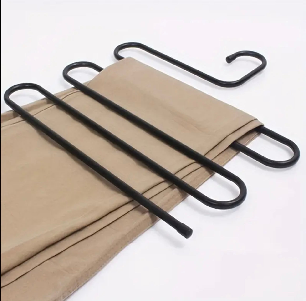 5-Layer Stainless Steel S-Shaped Pants Hanger – Non-Slip & Space-Saving Organizer