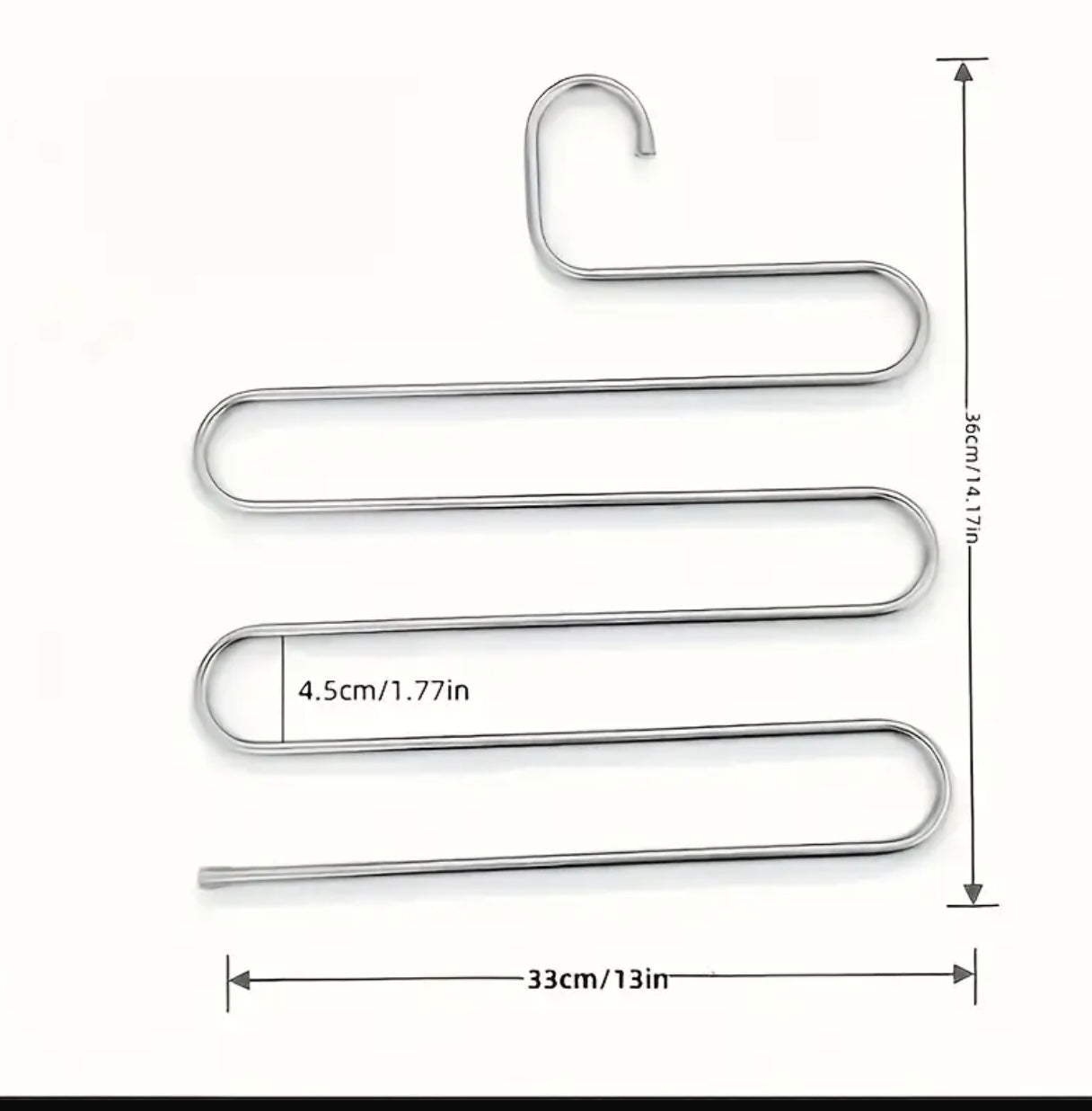 5-Layer Stainless Steel S-Shaped Pants Hanger – Non-Slip & Space-Saving Organizer