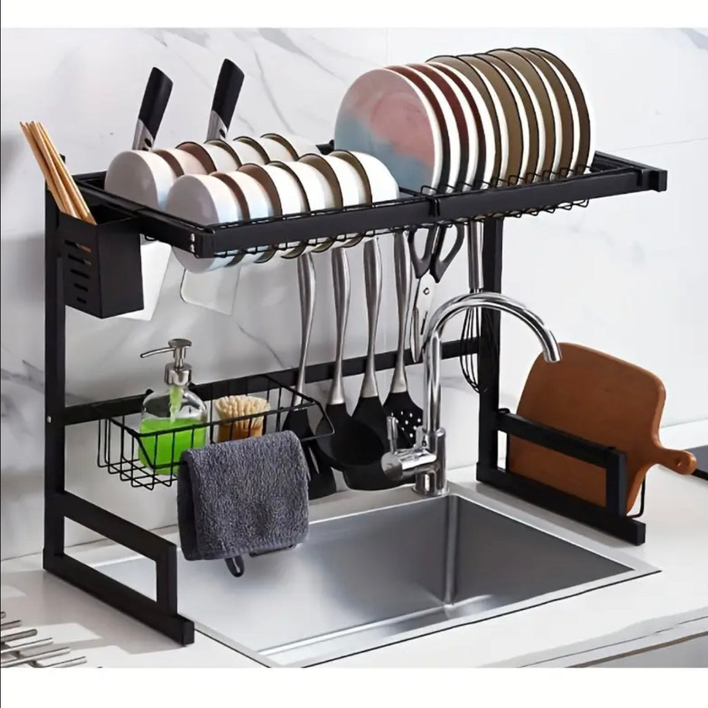 Over Sink Dish Drying Rack – Double-Layer Kitchen Countertop Organizer