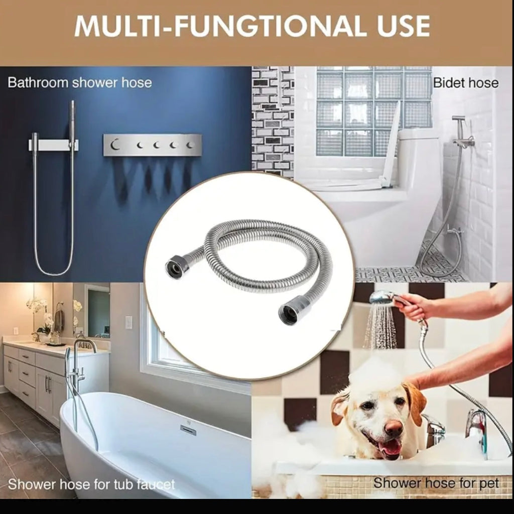 1.5m Extra Long Shower Hose β Chrome Stainless Steel Replacement